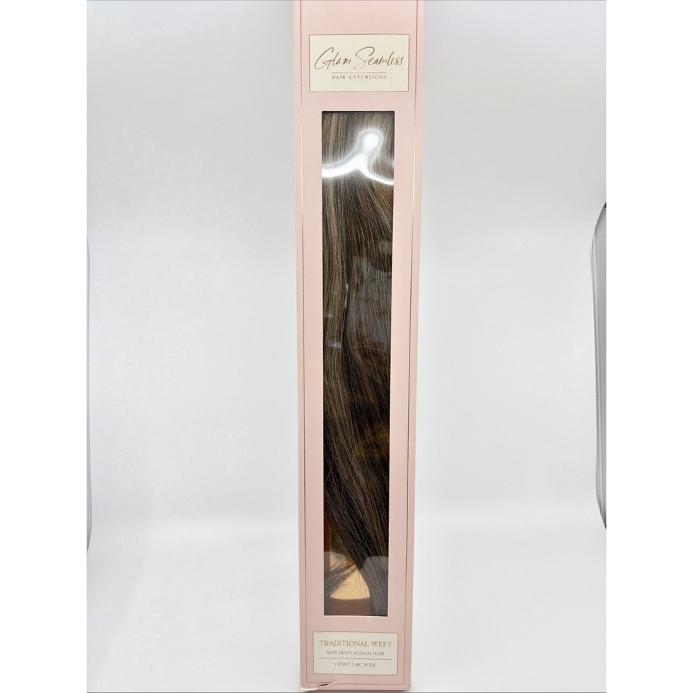 Glam Seamless Traditional Weft 24" Color #1C/18M Brazilian Highlights Brown